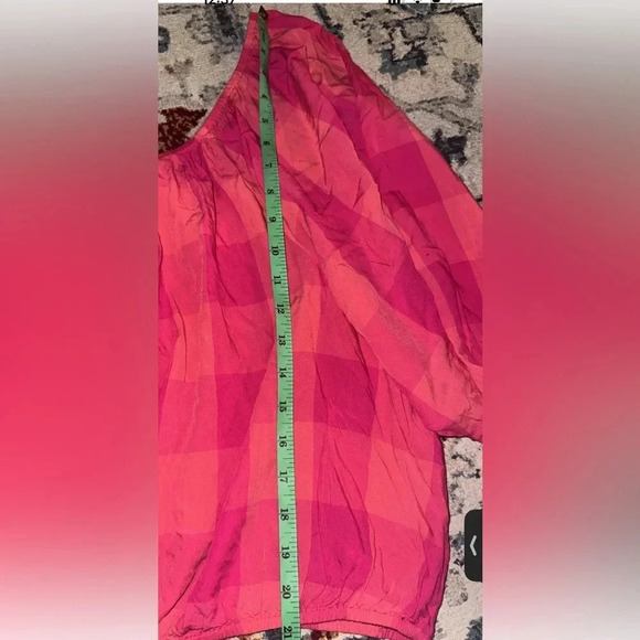 Lane Bryant Classic Crop Off-The-Shoulder Top Pink Buffalo Check Sz 26/28 - Picture 8 of 8